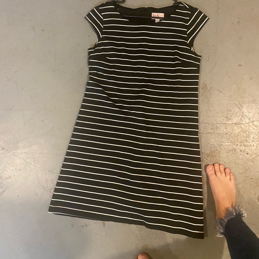 Black and white stripe pencil dress